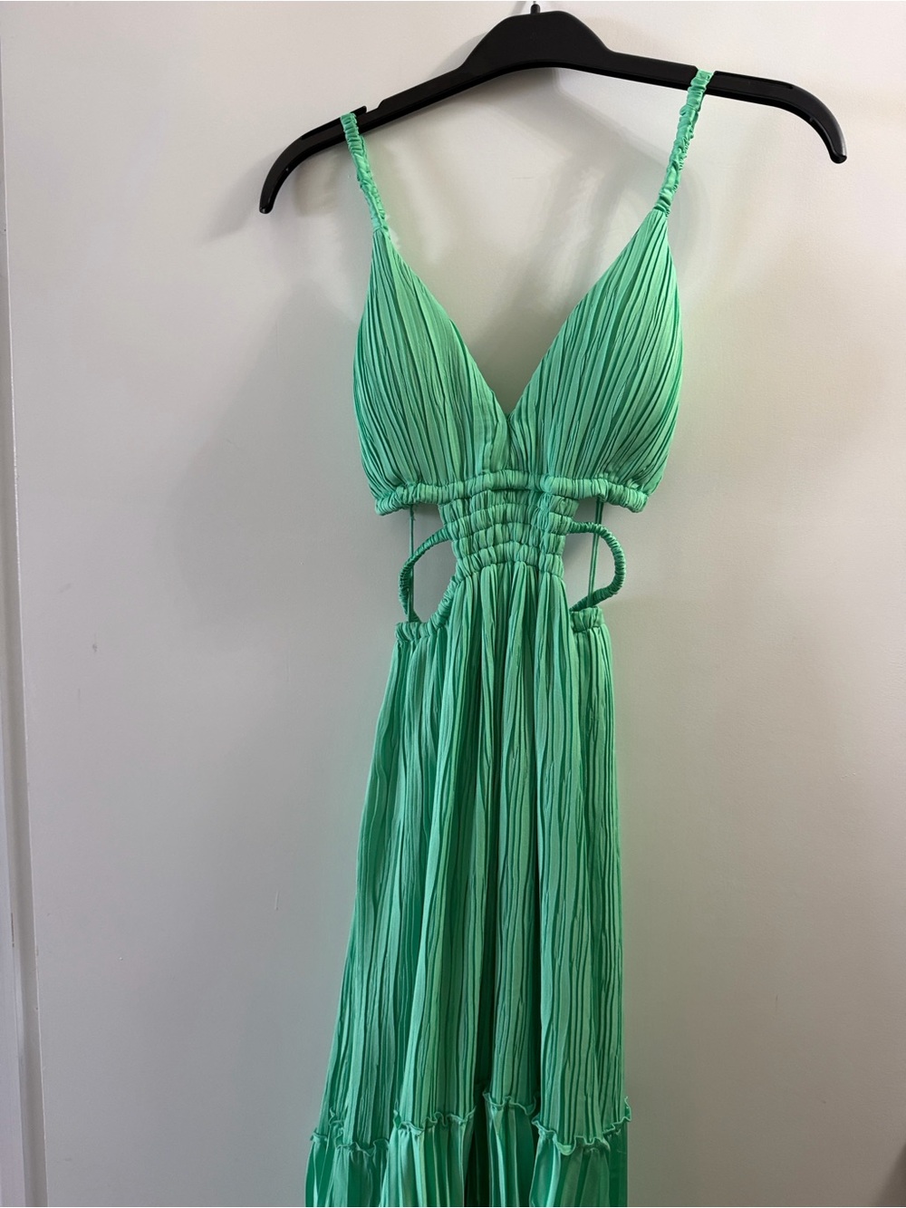 Jonathan Simkhai Mint Green Pleated Cutout Maxi Dress
